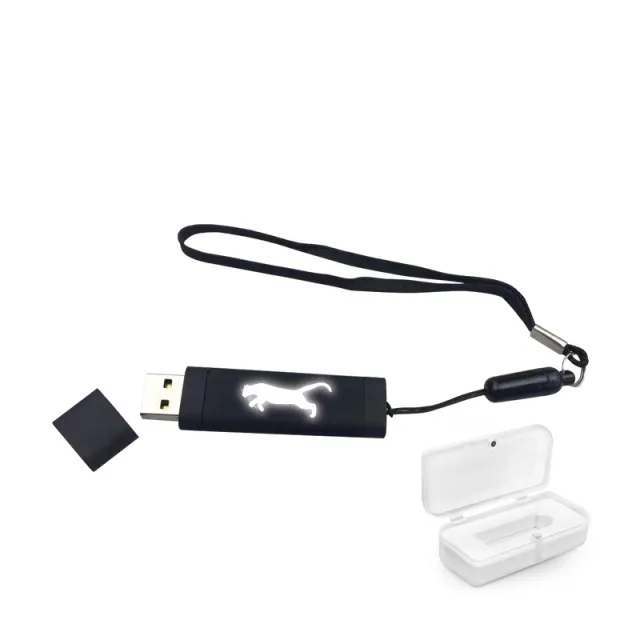 F-200-32 32 GB Işıklı Rubber Usb Siyah - Beyaz Işık