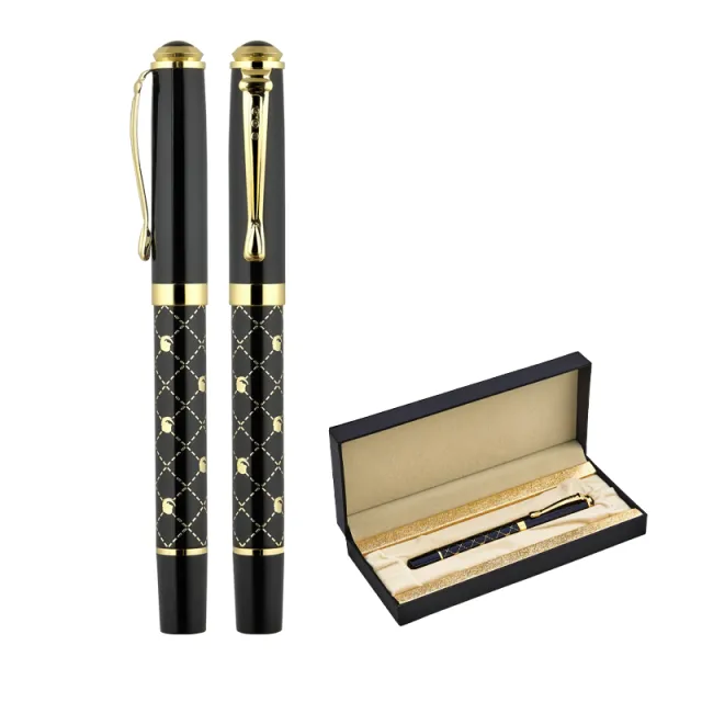 656-KR Metal Roller Kalem Seti Siyah-Gold