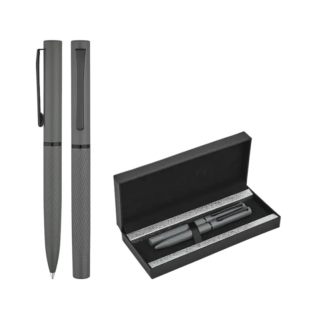 1251-RT Metal Roller & Tükenmez Kalem Seti Gri