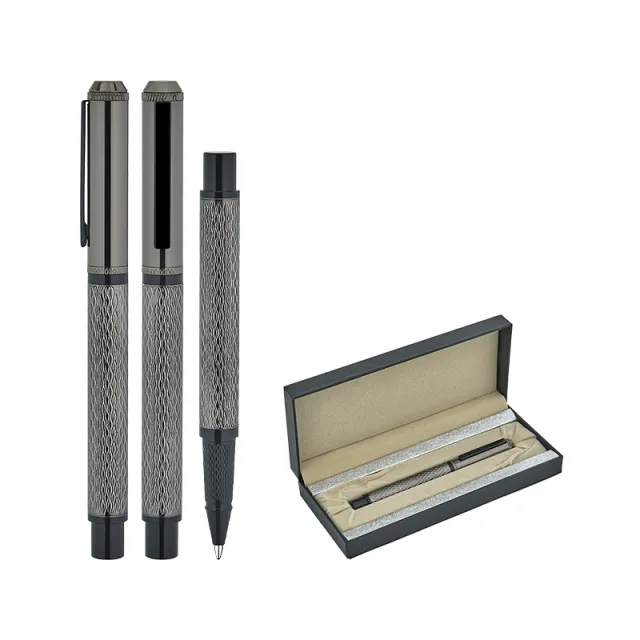 1254-KR Metal Roller Kalem Seti Füme Parlak